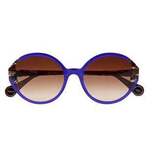 New! Woow SUPER SKY 1 0322 Elegant Blue and Brown Round Sunglasses, Authentic